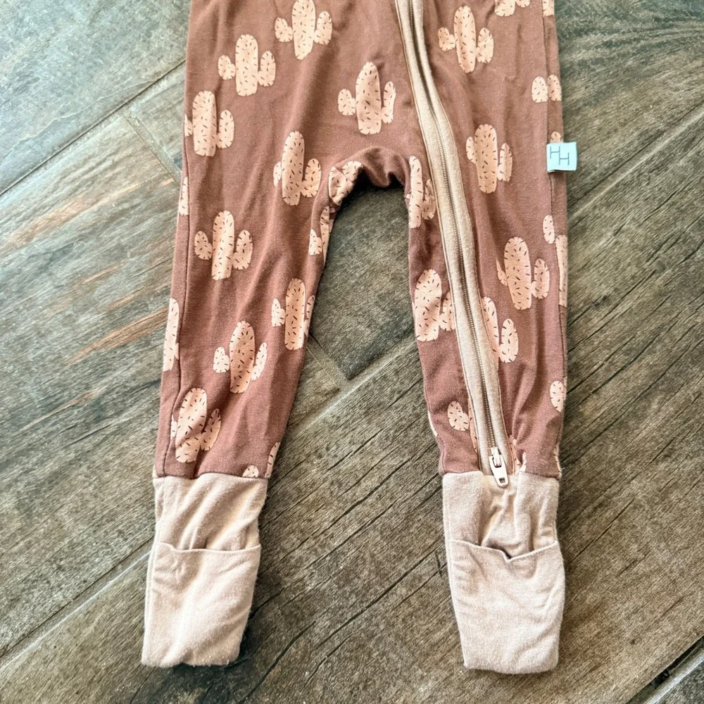 House of Henry Baby Bamboo Cactus Loveralls Jammy Sleeper, Clay Brown, 3-6 mo